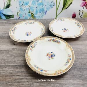 W. H. Grindley Marjorie Coupe Soup Bowls 8" Ivory England Lot Of 3 Antique